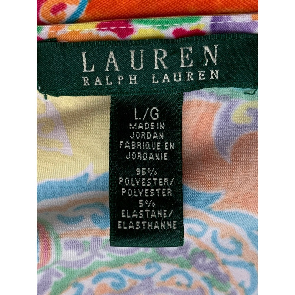 Lauren Ralph Lauren Women's Yellow Orange Paisley Print Belted Sheath Dress L - Picture 4 of 9